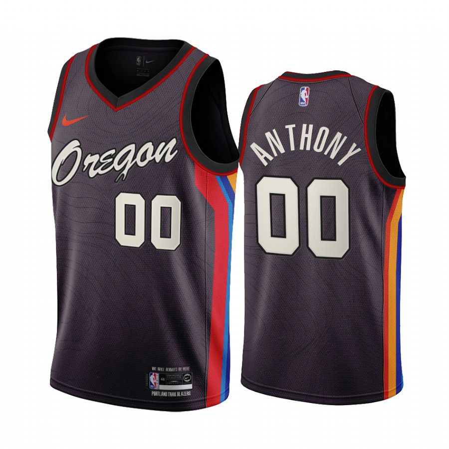 Men Portland Trail Blazers 00 carmelo anthony chocolate city edition oregon 2020 nba jersey